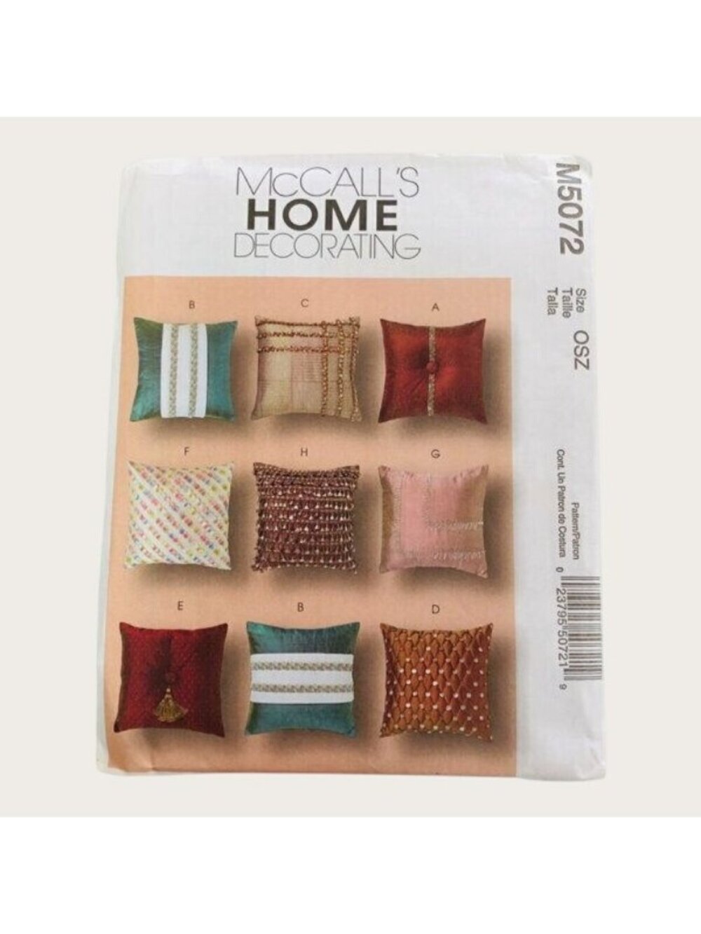 McCalls Sewing Pattern 5072 Decorative Pillows Home Decor Uncut